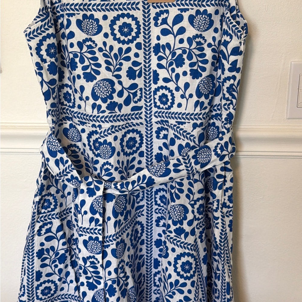 Boden Blue and White Floral Pattern Dress
